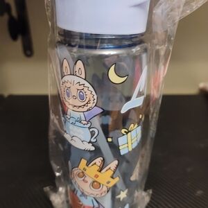 Cute Character Water Bottle with Blue Lid